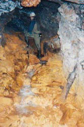 Deep inside No 6 adit another shale-dam is holding back water