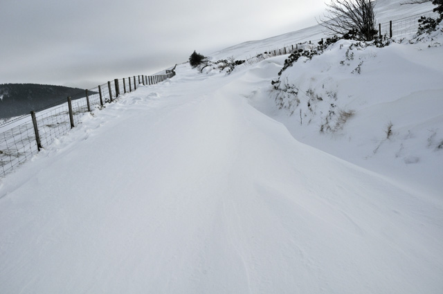 Snowdrifts blocking the Machynlleth-llanidloes mountain road