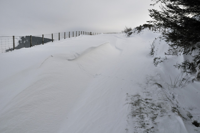 Snowdrifts blocking the Machynlleth-llanidloes mountain road