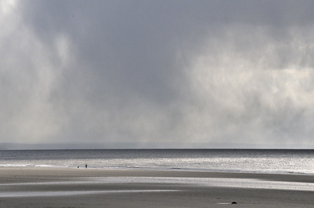 Snow showers, Borth beach, 11th March 2013