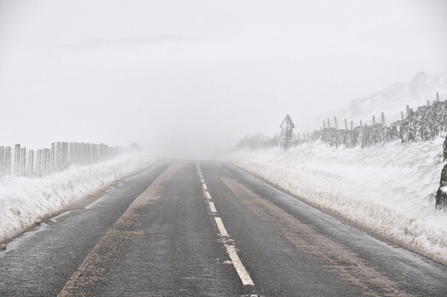 Into the blizzard - A470 west of Bwlch summit