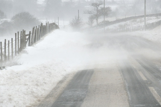 Into the blizzard - A470 west of Bwlch summit