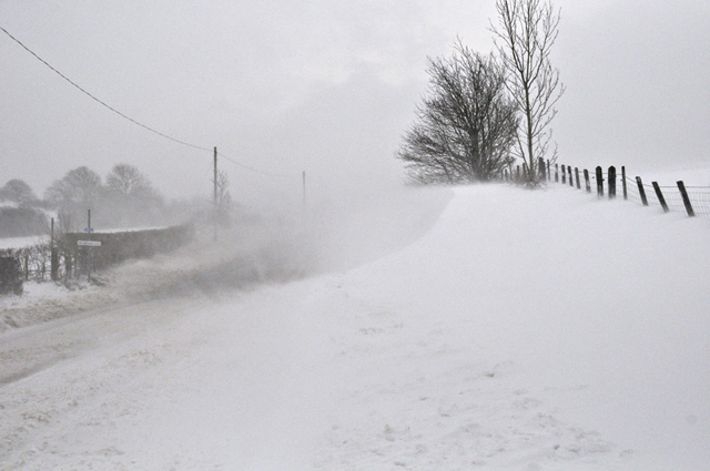 Into the blizzard - A470 west of Bwlch summit