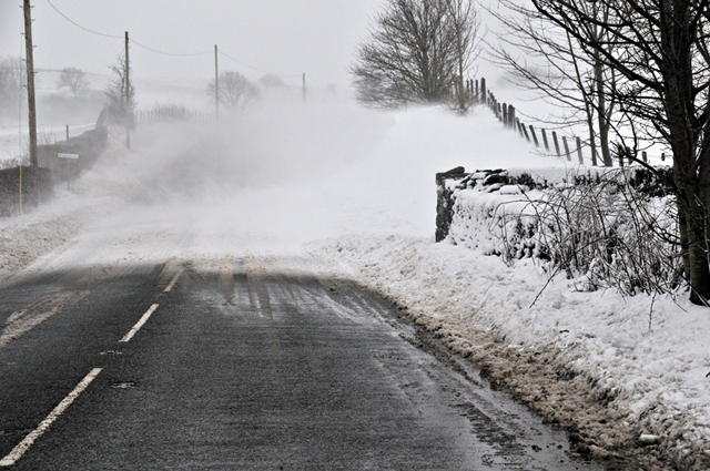 Into the blizzard - A470 west of Bwlch summit