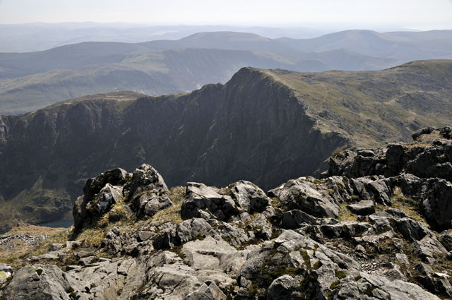 Cadair Idris via Minffordd Path: Craig Cau from summit