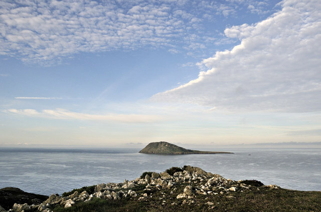 Bardsey Island just after sunrise