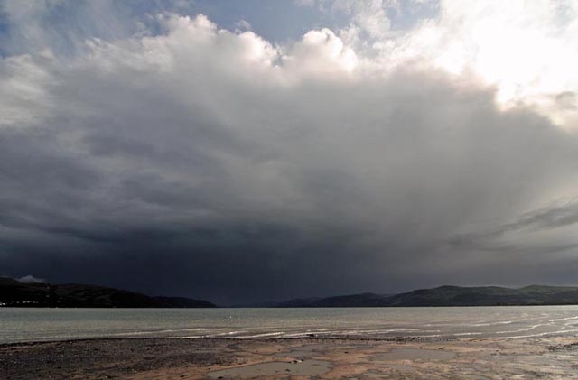 Thunderstorm moving up the Dyfi Estuary