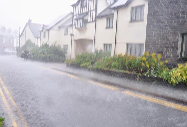Torrential rain in Machynlleth