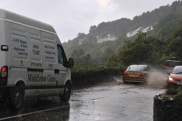 Flooding after the thunderstorm near Aberdyfi