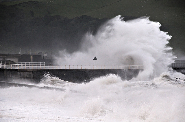 Rough seas at Aberystwyth - ex-hurricane Katia