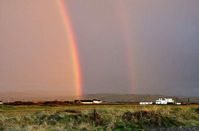 Photogenic storm off Borth - double-rainbow