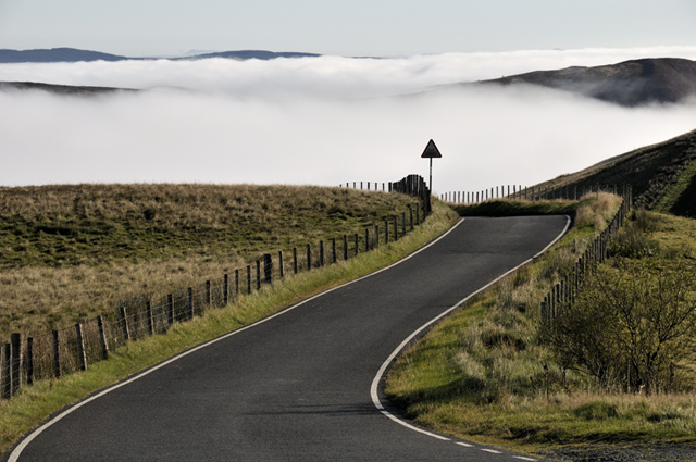 fog under inversion above dyfi valley