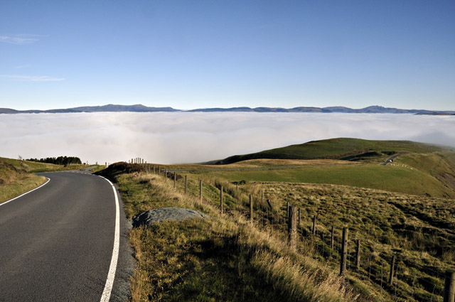 fog under inversion above dyfi valley