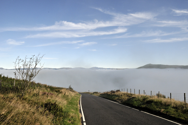 fog under inversion above dyfi valley