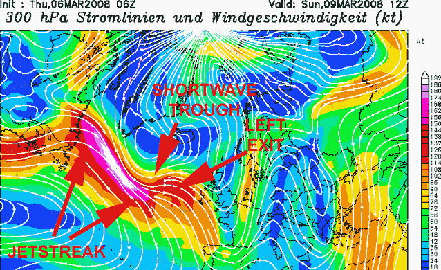 0600 GFS chart 6th March for 9th March 2008 1200: upper air pattern