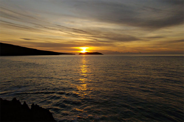 Sunset over Cardigan Island from Mwnt