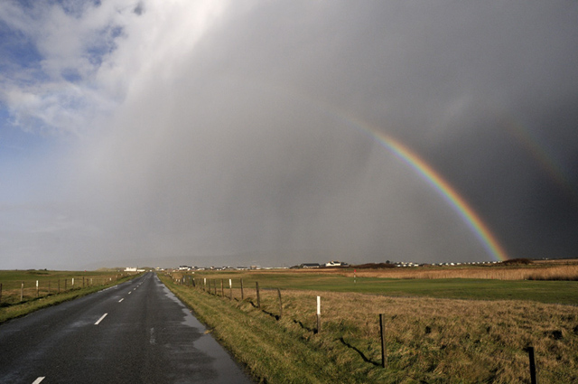 rainbow over borth-ynyslas road