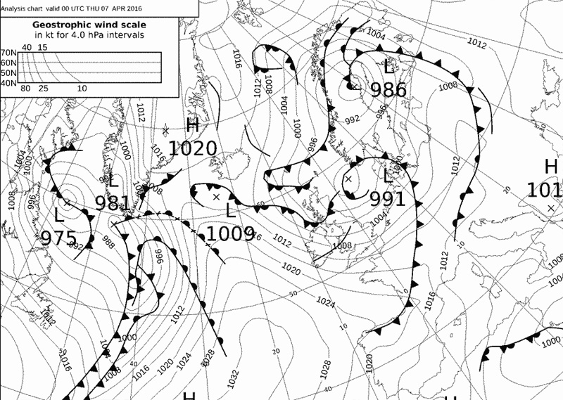 Synoptic chart, 7th April 2016
