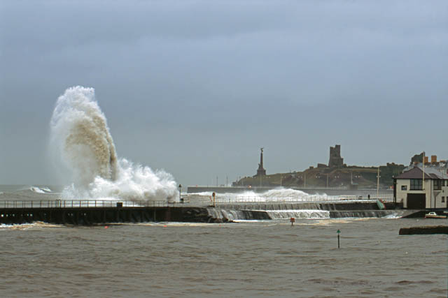 waves crashing over Aberystwyth prom, March 10th 2008