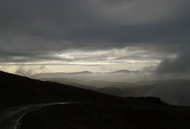 fog clearing, dylife mountain road