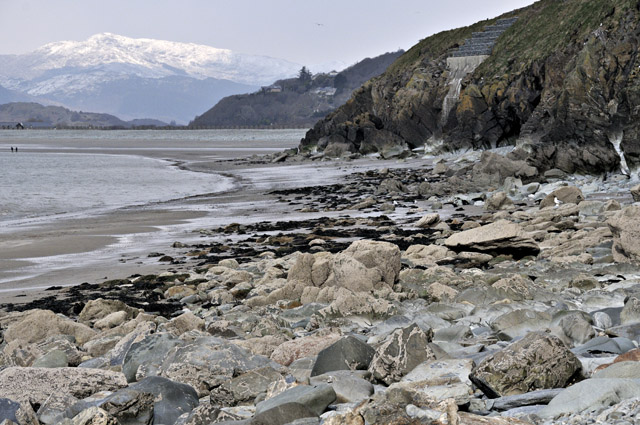 view north along Friog coast showing cutoff point