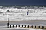 Windsurfing on a stormy day, Borth Beach