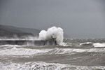 Waves crashing over Aberystwyth Stone Jetty - ex Hurricane Katia, Sept 12th 2011