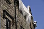 Huge, 1m+ icicles adorning Machynlleth rooftops, December 2010