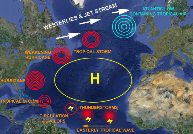 Hurricane formation and dispersal