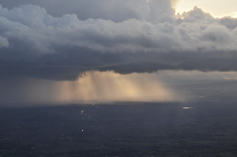Final approach through cumulonimbus