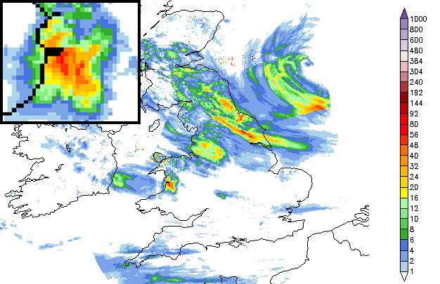 Rainfall totals, Mid Wales,Saturday June 9th