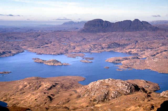 Suilven from Stac Pollaidh in superb weather, May 1990