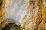In Tynyfron mine near Cwmrheidol a 1m+ rib of marcasite is exposed. It is rapidly weathering in the damp air.
