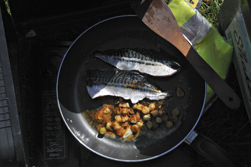 Cooking mackerel