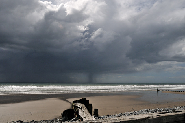 Rainshafts over Cardigan Bay