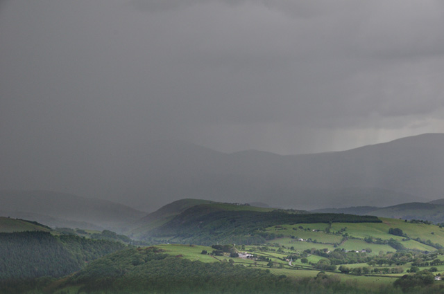 Torrential rain moves up the Dyfi Valley