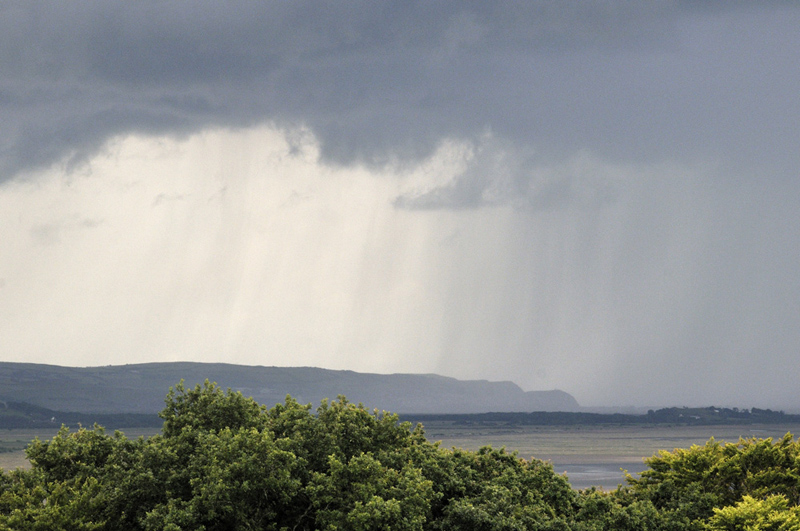 View of storm core over Borth