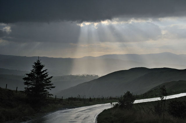 Coming out of the storm above the Dyfi Valley