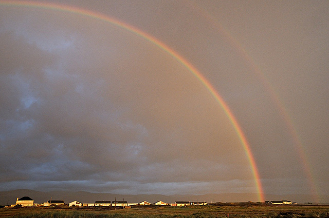 Photogenic storm off Borth - double-rainbow