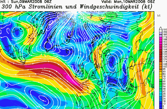 GFS chart 300hPa winds 10th march 2008