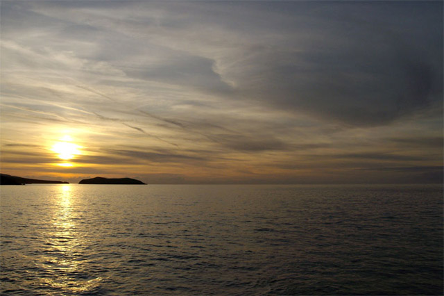 Sunset over Cardigan Island from Mwnt