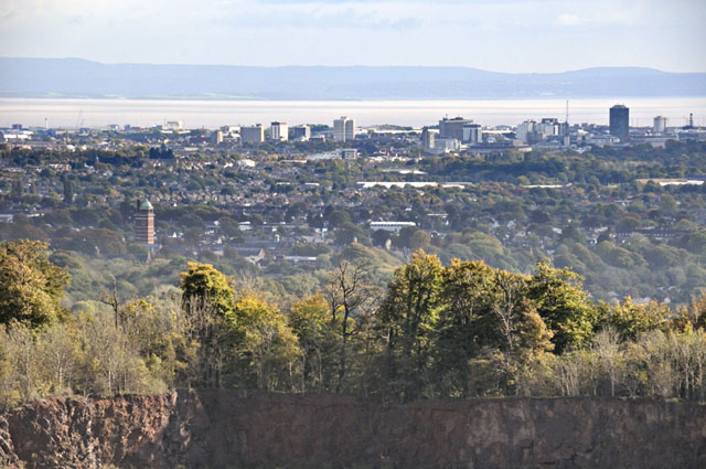 Cardiff & Bristol Channel, Mendips from top of Taffs Well Quarry