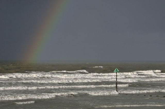 rainbow and surf, borth