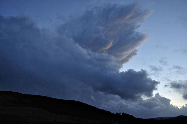 cumulonimbus at dusk near caersws
