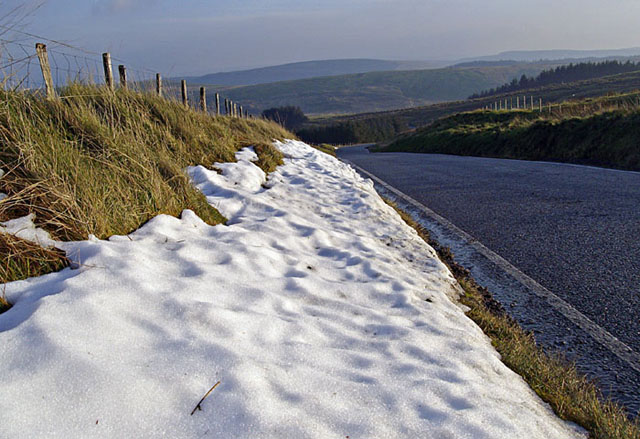 old snowdrift on Dylife road