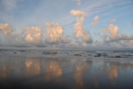 Sunrise, clouds and wet sand, Borth