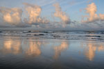 Sunrise, clouds and wet sand, Borth
