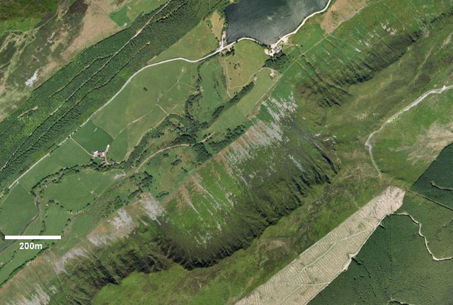 aerial image, graig goch landslide