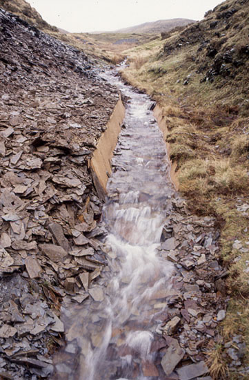 Culvert carrying Nant Bwlchgwyn over subsided stopes