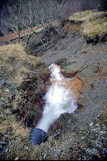Water jetting from No.6 Adit, late 1993
